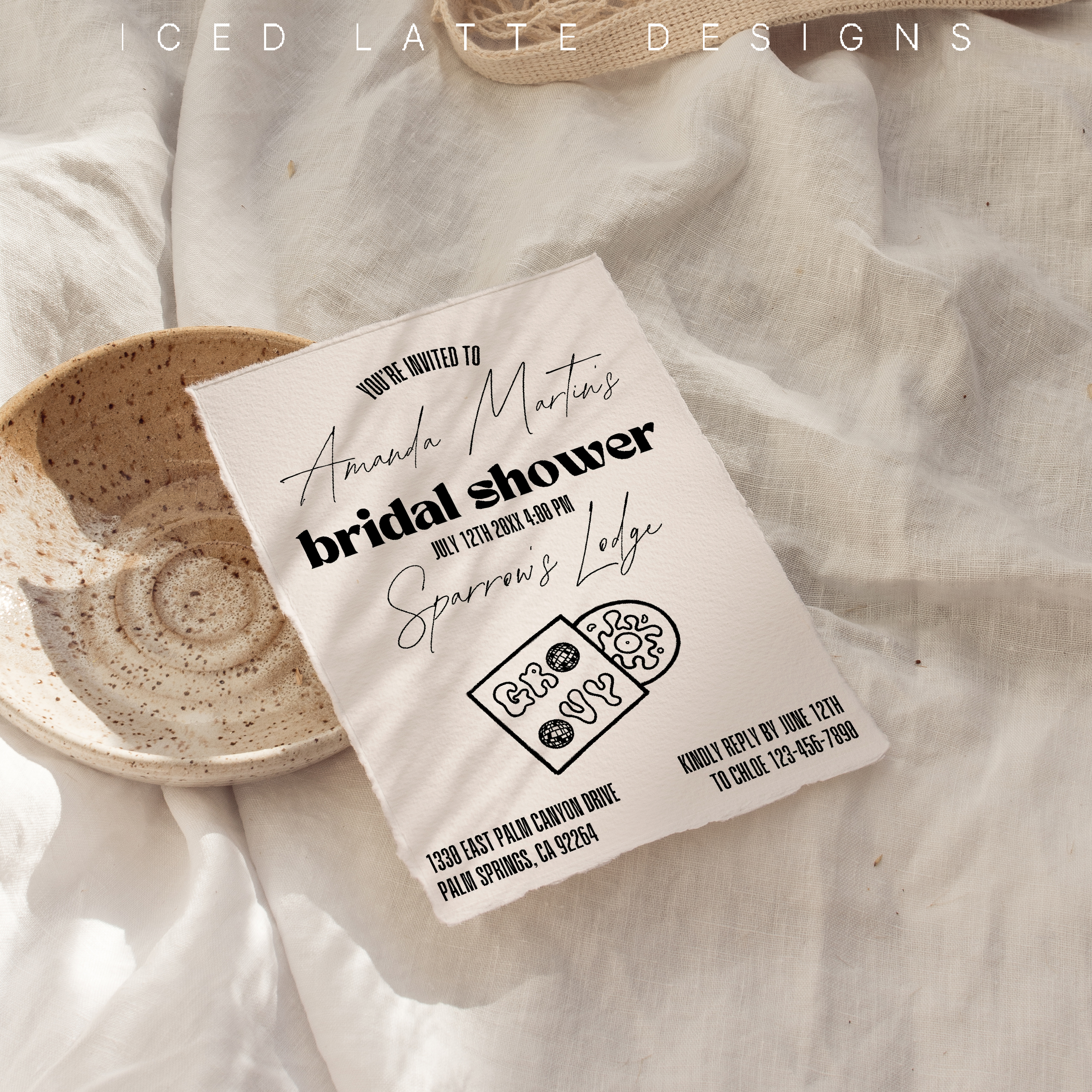 Rich results on Google's SERP when searching for 'disco bride bridal shower invitation'