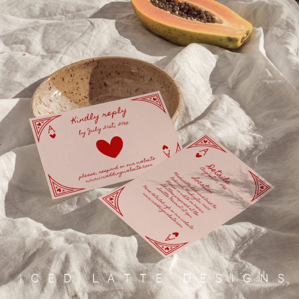 Rich results on Google's SERP when searching for 'poker wedding invitation'