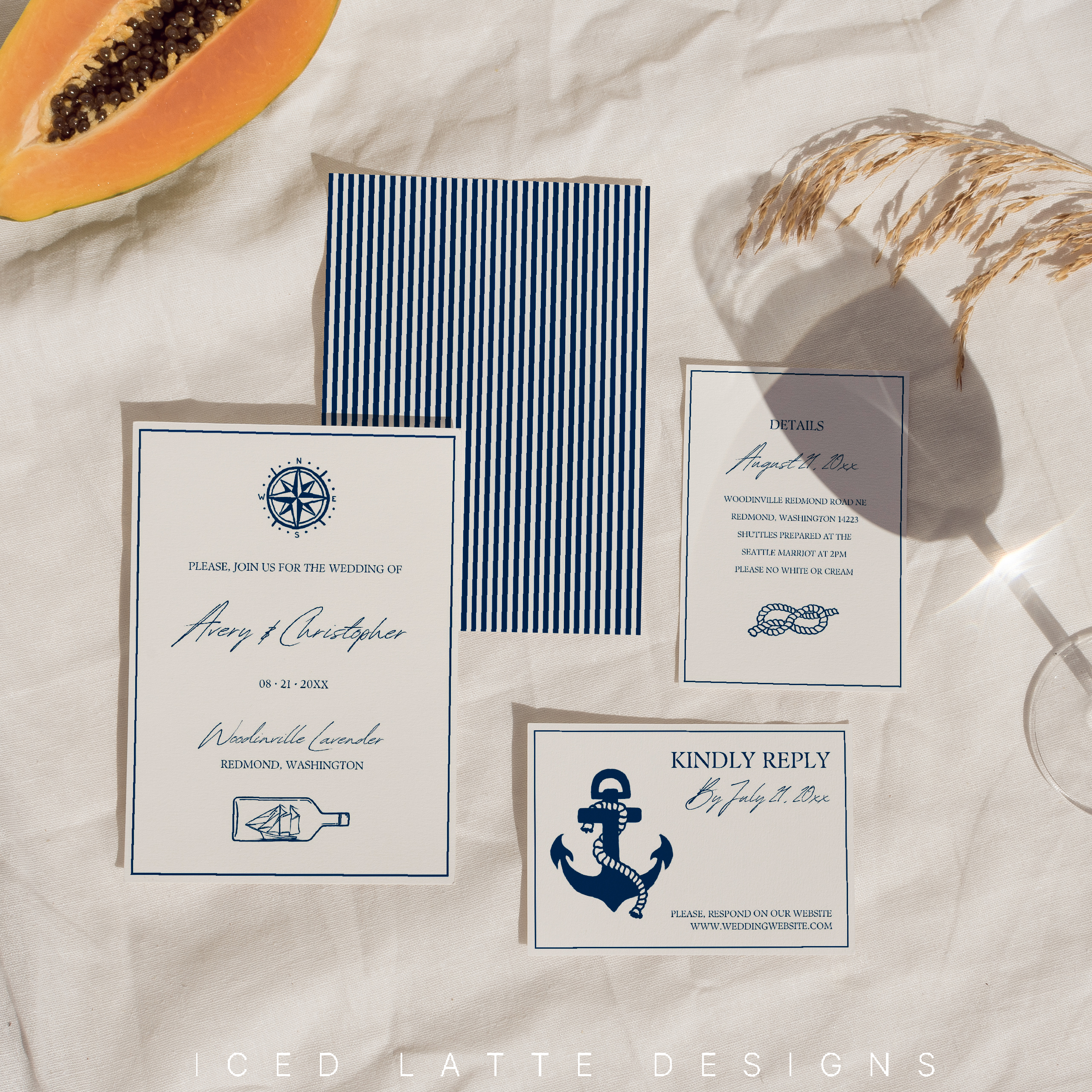 Rich results on Google's SERP when searching for 'nautical wedding invitation'