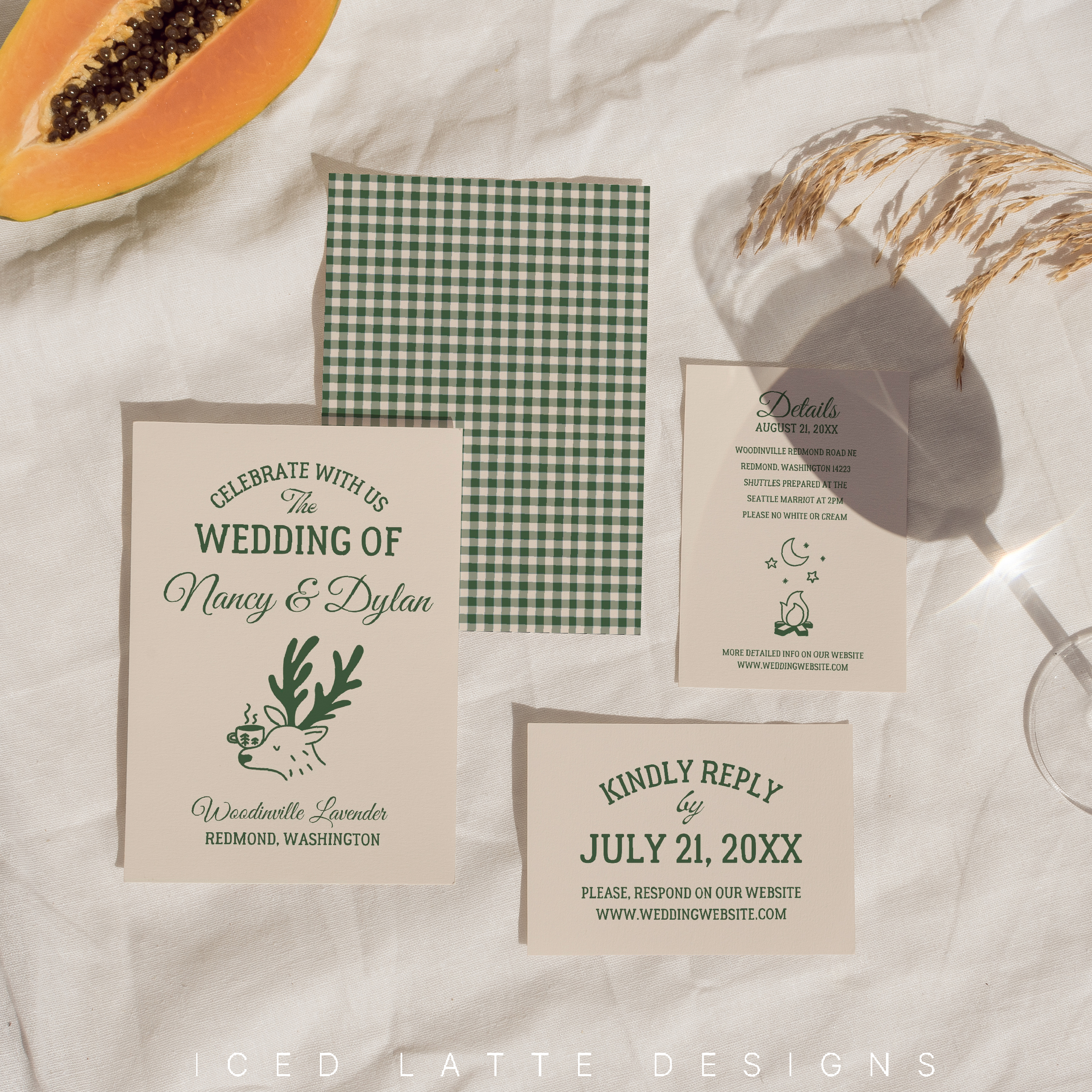 Rich results on Google's SERP when searching for 'woods wedding invitation'